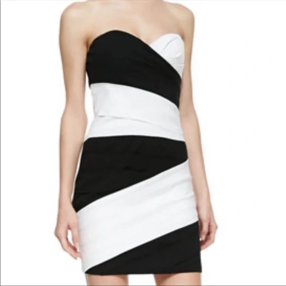 bcbg white bodycon dress NEW BCBG MAXAZRIA SIZE 6 WHITE RENAY LACE-BLOCKED RUCHED BODYCON DRESS NYC66G96